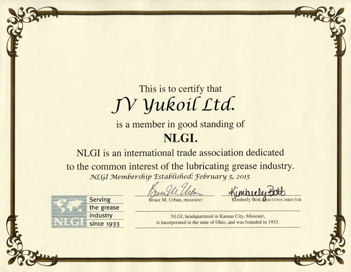 NLGI-Certificate